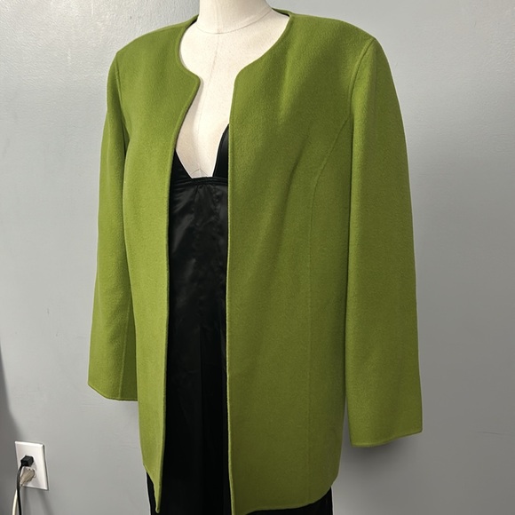Talbots size 16 women’s avocado green wool open front blazer - Picture 2 of 10